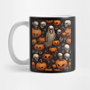 Halloween Ghost, Skulls And Creepy Pumpkin Patch Mug